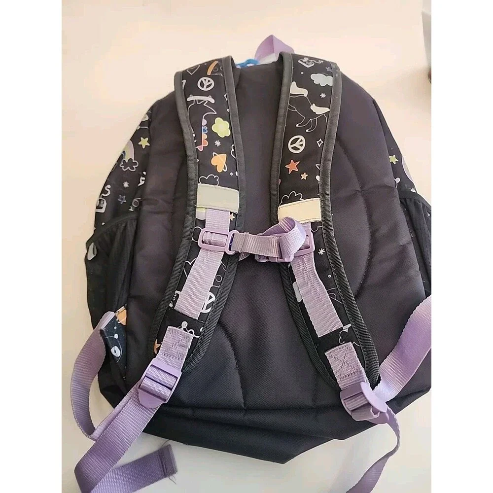 Girls Dark Gray/Purple Rainbow Unicorn Backpack Pre-Owned